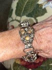 Vintage Stylish Charming  Silver Tone Rhinestone Floral Link Bracelet — photo 3