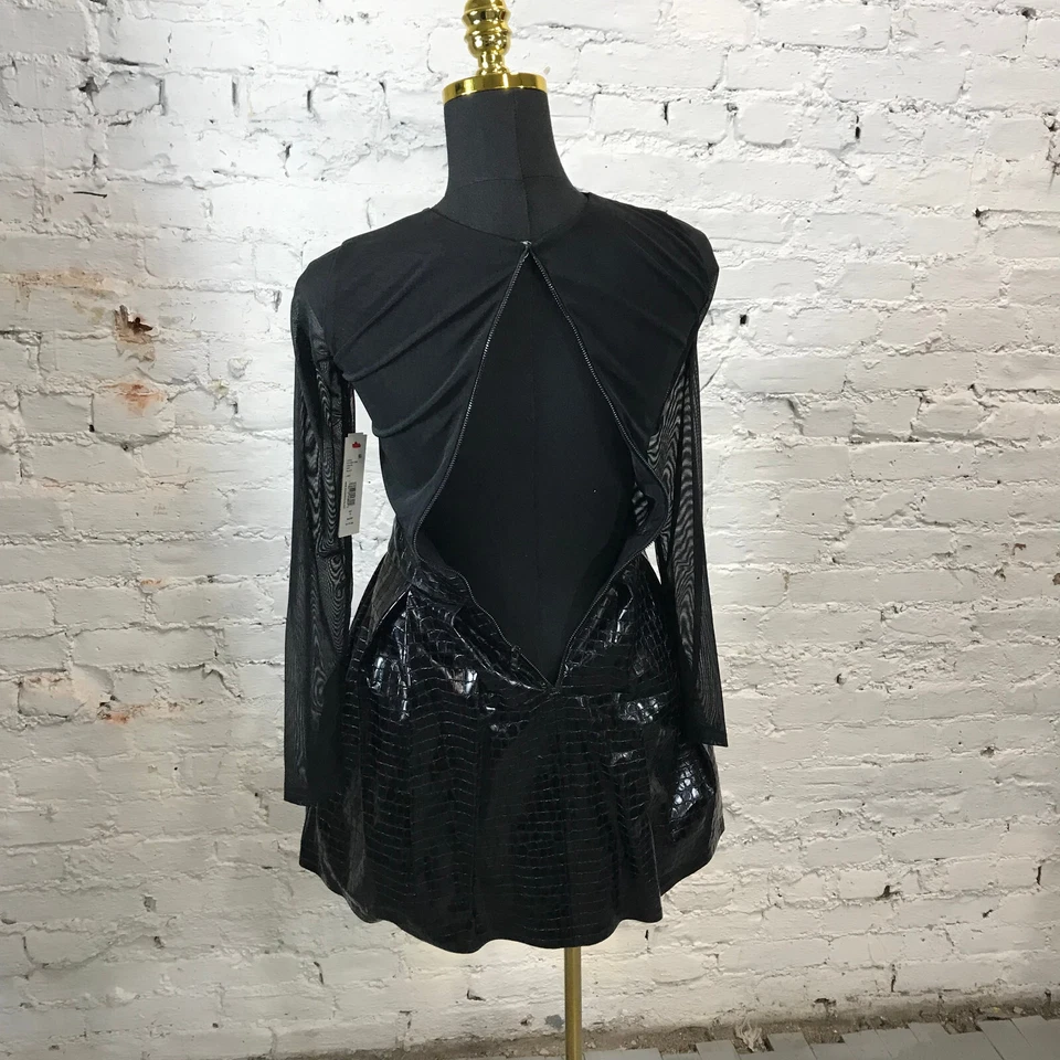 Alice + Olivia Dress Womens 0 Chara Faux Leather Dress Black Casual Ladies - Image 4 of 4