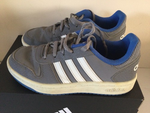 ADIDAS HOOPS 2.0 Jr Grey Low Top Cushioned Trainers, Shoes, T7305 - Picture 4 of 8