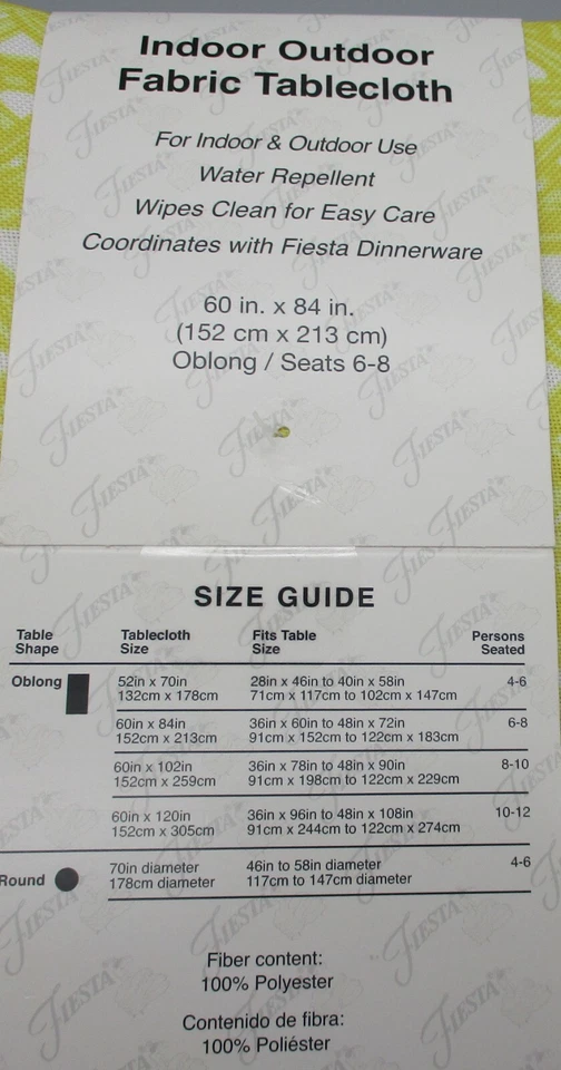 FIESTA~Yellow Indoor Outdoor Fabric 60" x 84" Oblong Tablecloth - Image 3 of 3