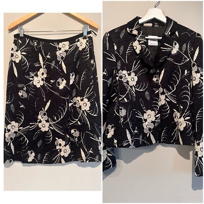 MOSCHINO 2 Piece SILK WOOL SUIT SKIRT JACKET/BLAZER WOMEN SIZE 10