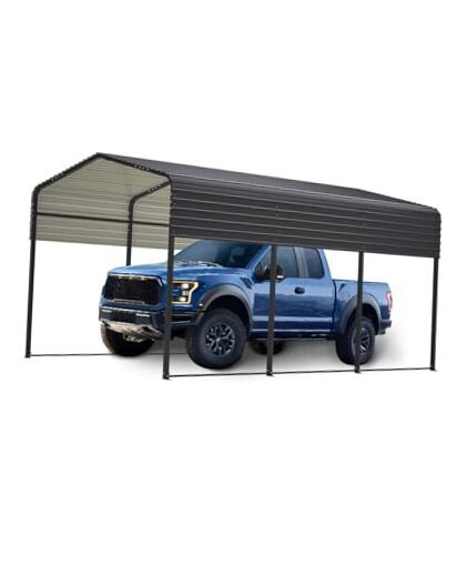 Metal Carport, 10x15FT Heavy Duty Steel Carport All-Weather with 10x15 FT