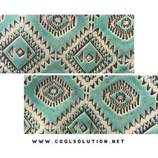Embossed Leather Aztec Light Turquoise, Leather Sheets for Wallets, Bags, Uphols