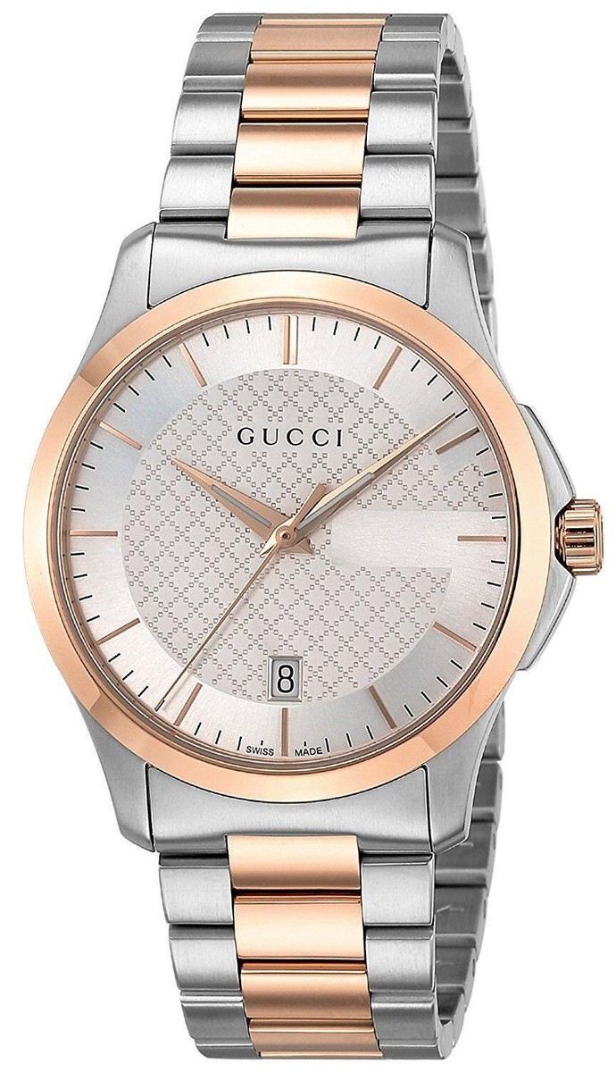 GUCCI 時計 ピンクゴールド Gタイムレス シルバー YA126473 Gucci Men's G-Timeless Two-Tone Stainless Steel Watch