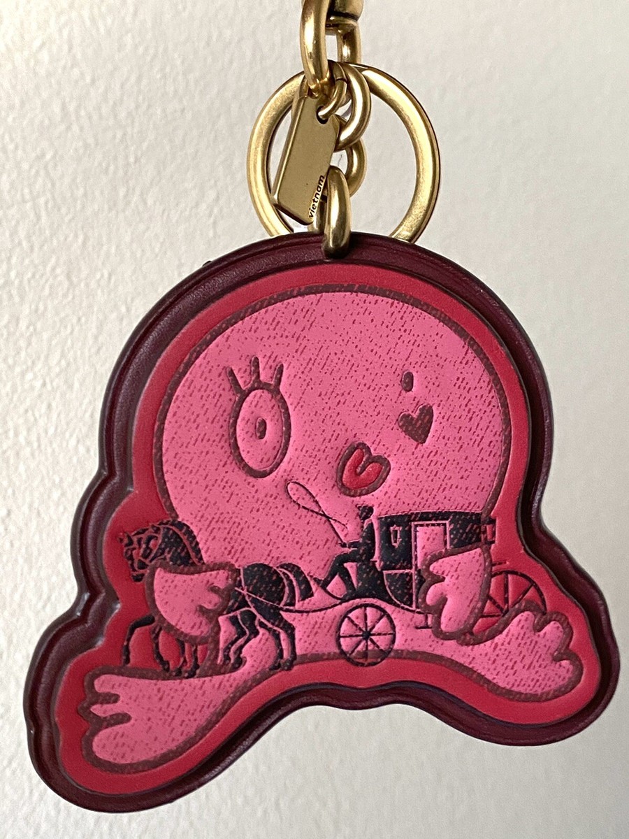 小物 COACH Signature Pink Key Ring Charm Coach Pink Pig Jeweled Leather Purse Charm Key Ring Keychain | eBay