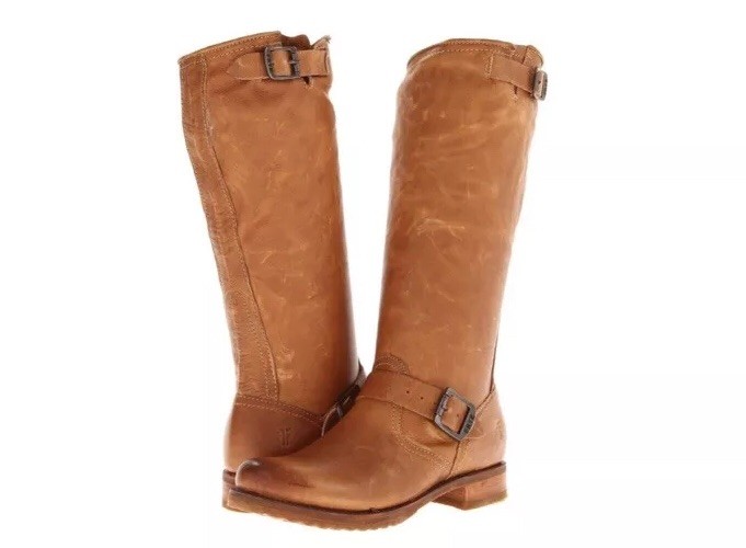 FRYE BOOT VERONICA SLOUCH CAMEL SOFT VINTAGE LEATHER VERA ENGINEER