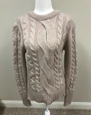 Brand New 100% Merino Wool Cable Sweater from Peregrine Made in England Size S