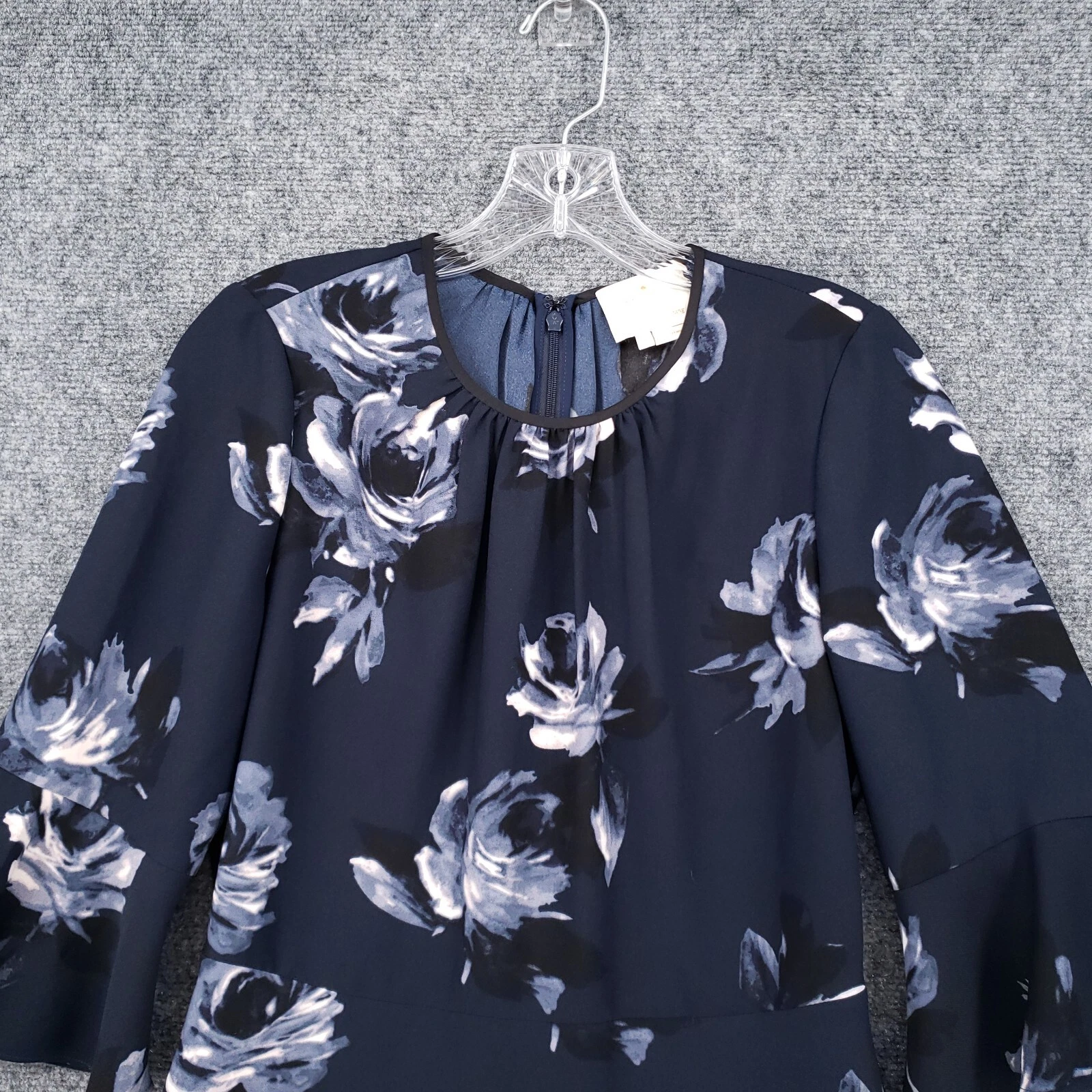 Abito Kate Spade donna 4 blu notte rosa crepe mini linea A manica svasata boho