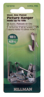 Hillman AnchorWire Silver Conventional Picture Hanger 10 lb 8 pk Hillman AnchorWire Silver Conventional Picture Hanger 10 lb 8 pk