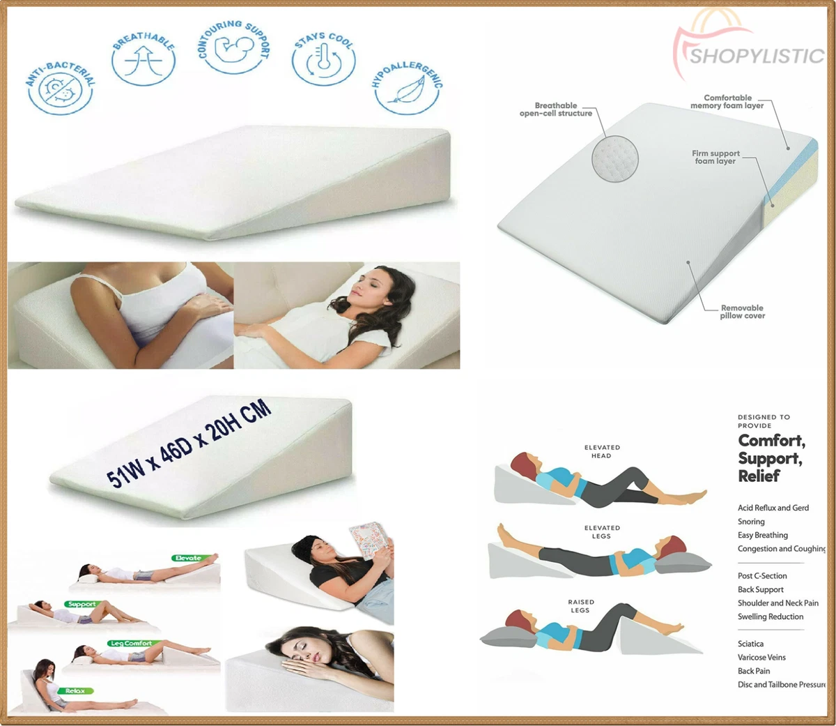 NEW Orthologics Soft Bed Wedge Raised Pillow Acid Reflux GERD