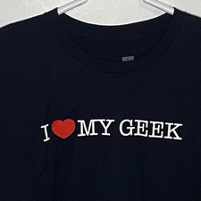 I Love My Geek Men's Black Novelty Graphic T-Shirt Size Large
