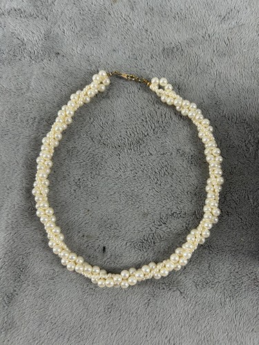 Kunstperlen Halskette Vintage geflochten geflochten Perlen gedrehtes Halsband