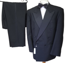 Varteks Mens Black Double Breasted Tuxedo Dinner suit Ch40"Sh W34" L27" Vintage