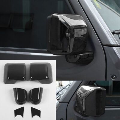 Black Side Rearview Mirror & Base Trim For Jeep Wrangler JL JT Gladiator 2018-23