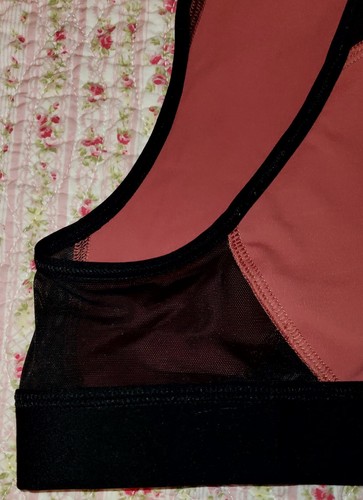 Victorias Secret Pink Crop Bra S Mesh Block Sports Bra VS Pink/Black Logo - Picture 4 of 9