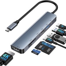 USB C Hub Multiport Adapter, 7 in 1 USB-C Dock 4K 60Hz HDMI, 100W P... Fast Ship