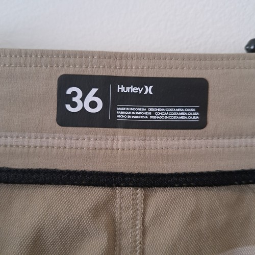 Hurley Mens Khaki Beige Stripe Zip Up Boardshorts with pockets Size 36 - Picture 6 of 15