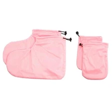 Practical Fit-Drop Resistant Wax Therapy Matching Flannel Gloves and Foot Covers