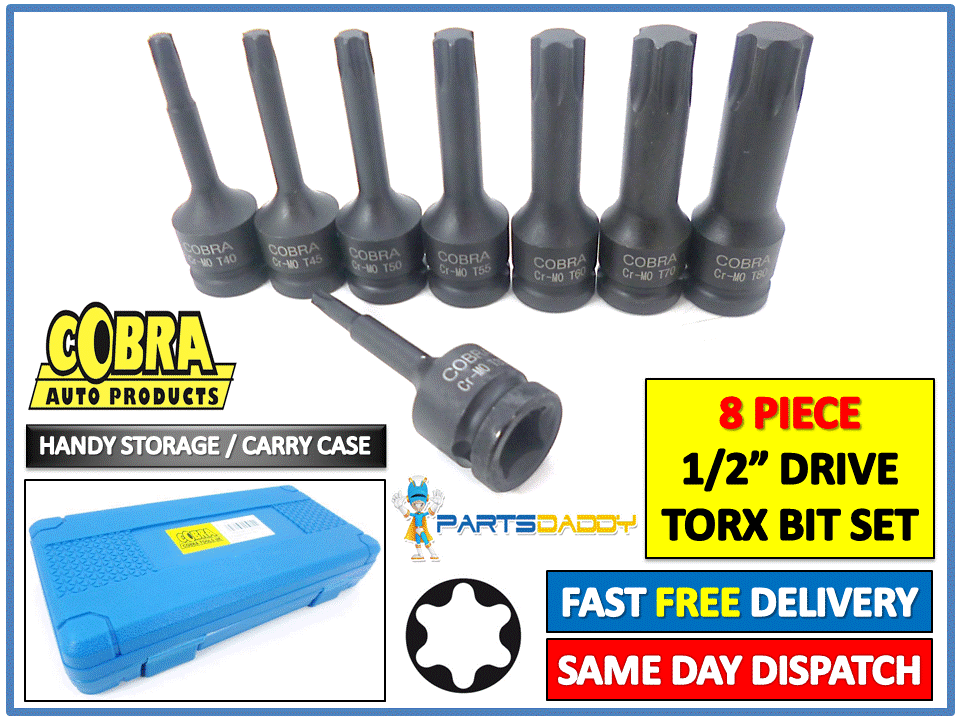 1/2" DRIVE IMPACT TORX STAR BIT SOCKET SET T30 T40 T45 T50 T55 T60 T70