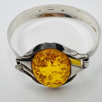 Antiker Art Deco Bernstein Armreif aus 835 Silber Elegantes Meisterwerk Armband