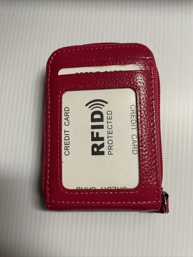 RFID small card holder wallet for women. Dark Pink Color - Picture 5 of 5