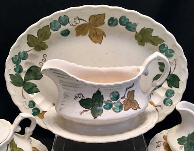 27 Pc Vintage Metlox VINEYARD Vernon Ware Hand Painted Leaves