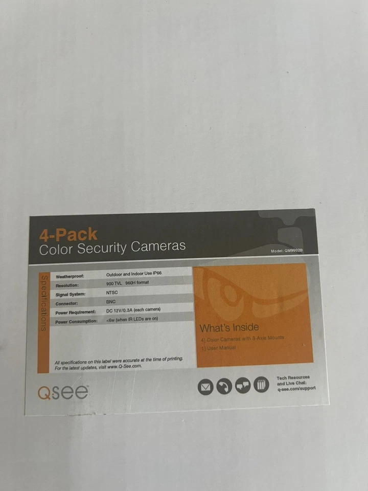 4 cámaras de seguridad Q-See QM7010B con cables e instrucciones Foto 4 de 4