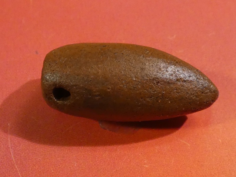 ANCIENT PRECOLUMBIAN TAIRONA 2 HOLE BULLET SHAPE CERAMIC BEADS 21.8-9.7 mm