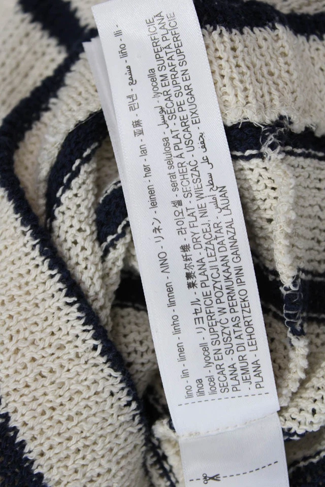 Camiseta sin mangas Massimo Dutti para mujer básica blanca a rayas de lino-Lyocell cuello redondo talla M Foto 4 de 4