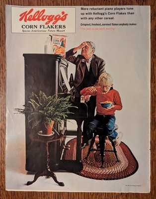 Kellogg's Corn Flakes 1965 Vintage Reluctant Piano Players Folio Print Ad