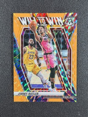 2020-21 Panini Mosaic - Will to Win Jimmy Butler #4 Fluorescent Orange Mosaic...