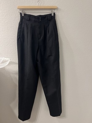 VTG Giorgio Sant Angelo Wool Pleated High Waist Pants Petite 6 Black Lined