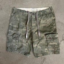 Vintage Y2K Abercrombie Fitch Military Camo Cargo Shorts Size 34 Military