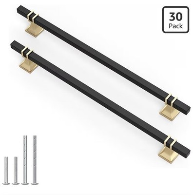 10pk Lepatape 10'' Hole Center Black & Gold Cabinet Pulls Kitchen Drawer Handles