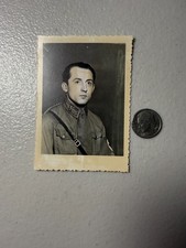 Vintage WWII Era Military Soldier Portrait Photo 3/126 Collar Tab Uniform