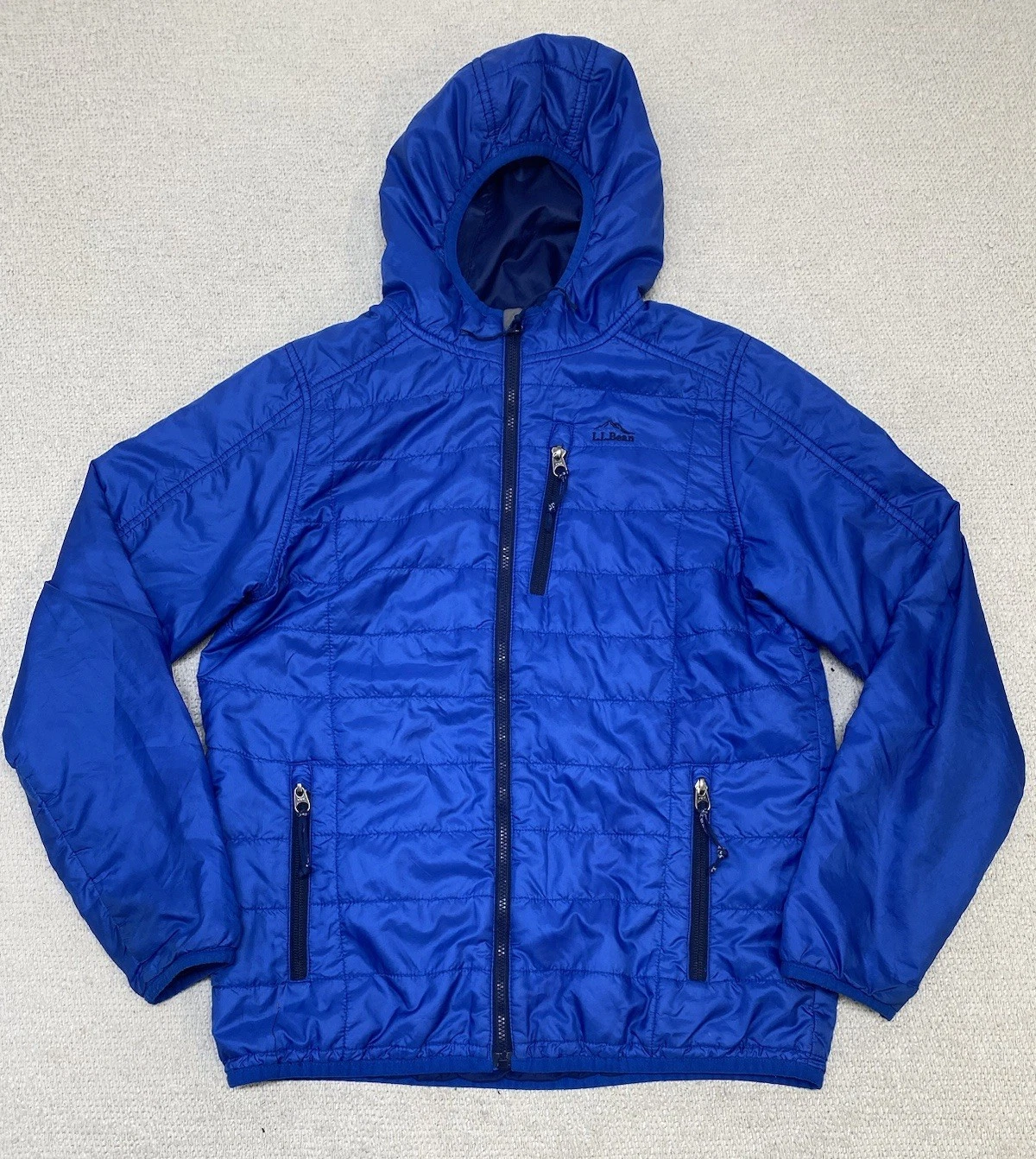 L.L. Bean Primaloft Packaway Hoodie Puffer Jacket Boys Medium 10-12 Blue