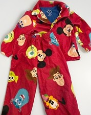 Disney Boys Size 4 Red Fleece 2-Piece Pajama Set Mickey Mouse Toy Story