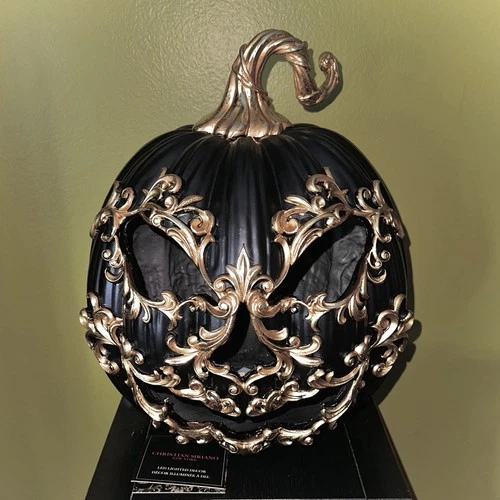 CHRISTIAN SIRIANO Light Up Black Jack O Lantern With Gold Filigree