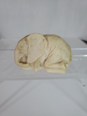 Vintage Elephant Figurine Mexico Resin Carved Brown Sleeping Handmade