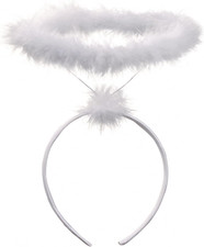 White Angel Halo Headband Feathered Halo Costume Accessory for Adults