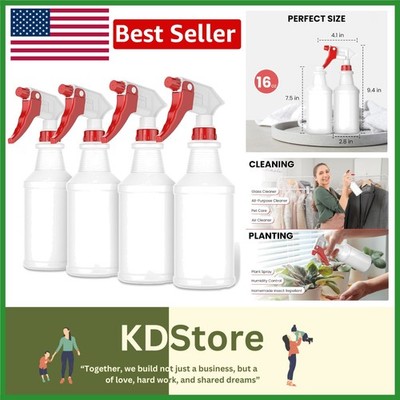 4 Pack 16 Oz Multi-Purpose Spray Bottles - Perfect for Plants, Cleaning & Beauty
