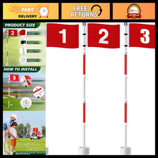 6ft Golf Flagstick Set - Numbered Flags  Poles for Putting Green, Portable Desi