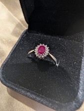 Natural Ruby & Diamond Cluster Ring – 9ct Gold – UK Size N½ – 0.94g – Hallmarked