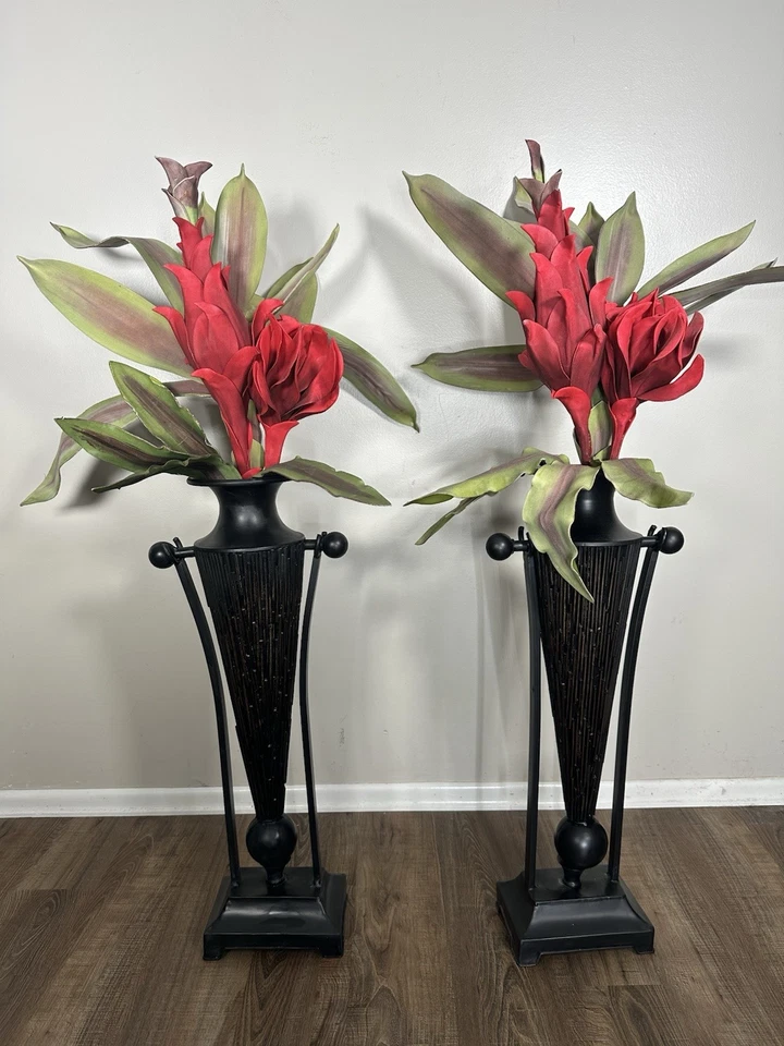 Par de jardineras torre tropical artificial Caroyln Kinder International Tiki Tall Foto 2 de 4