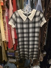 Forever 21 Wednesday Addams Goth Style Dress Size Large Black And White Goth