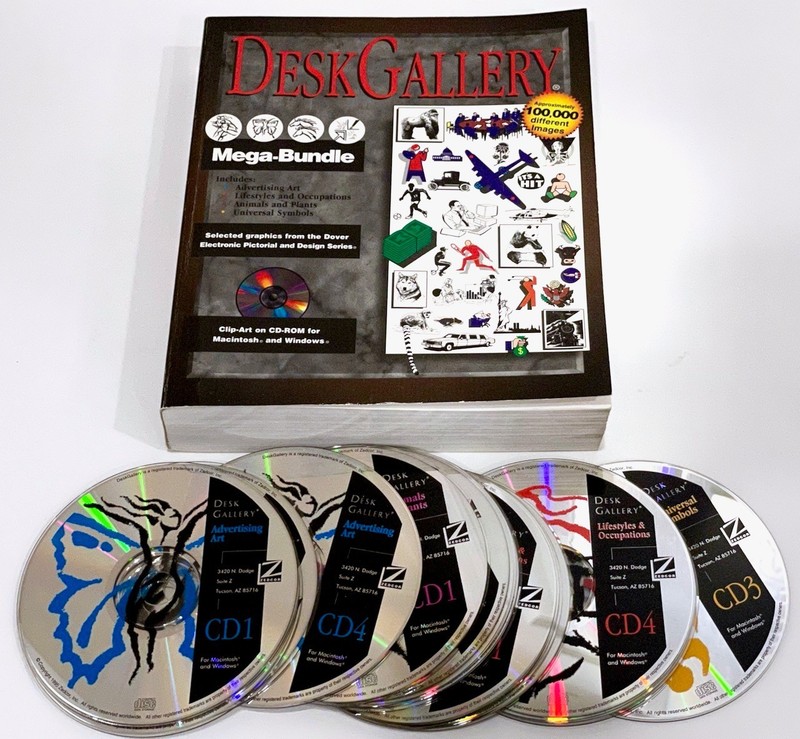 Desk Gallery Mega Bundle Clip-Art Library - 15 CDs plus Book - from 1995! Mac/PC