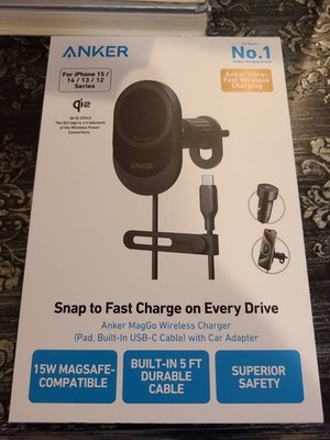 Anker MagGo 15W Qi 2 Fast Wireless Car Pad Charger Air Vent Mount with Adapter