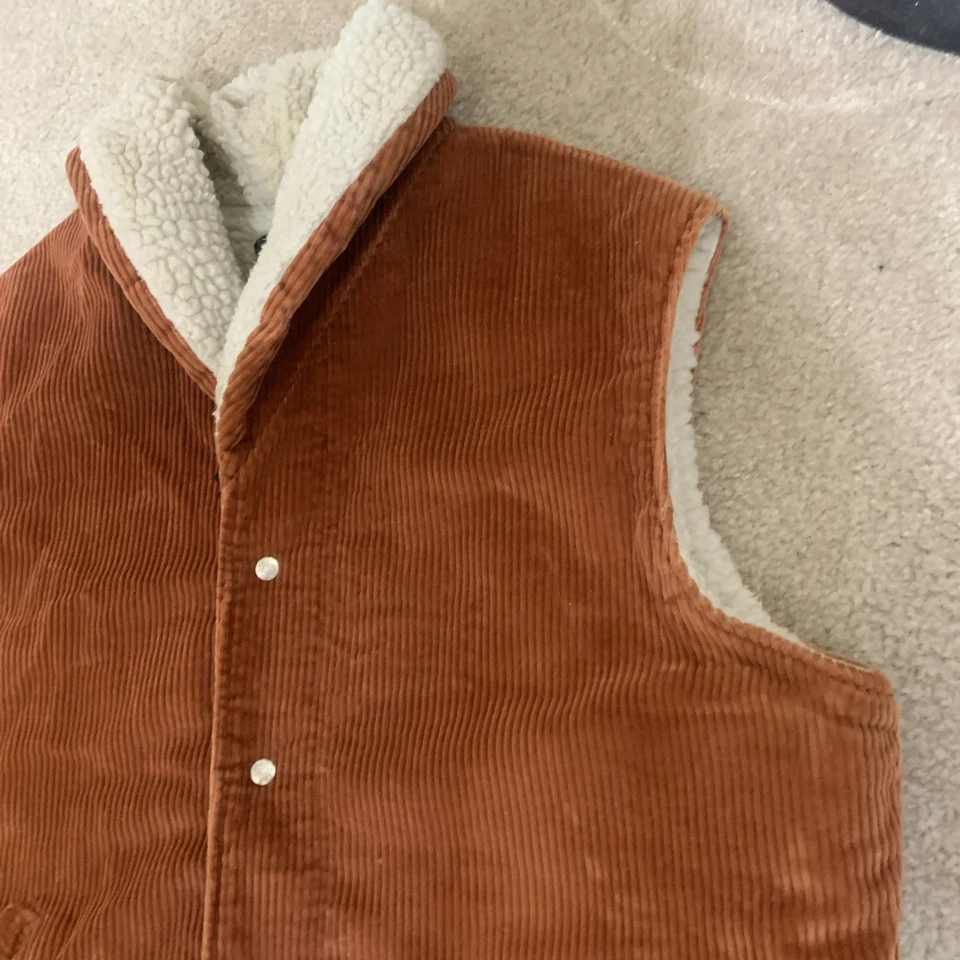 Chaleco de Trabajo Alpine Designs Pana Naranja Quemado Forro Sherpa XL Muy Cálido Foto 4 de 4