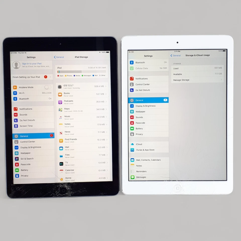 Apple iPad 16GB/32GB Wi-Fi + Cellular A1474/1475 Cracked Display Lot of 4 - Image 3 of 4