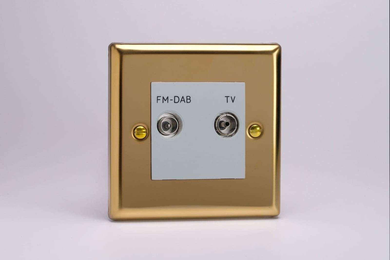 Varilight XVTVFMW Classic Victorian Brass 2 Gang Diplex Socket, TV/FM